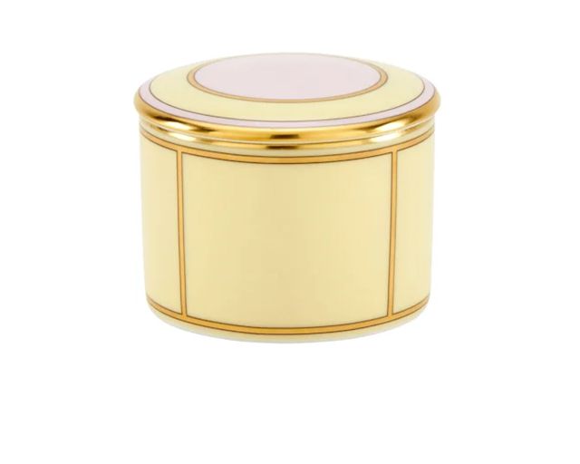 Box with lid diva porcelain yellow
