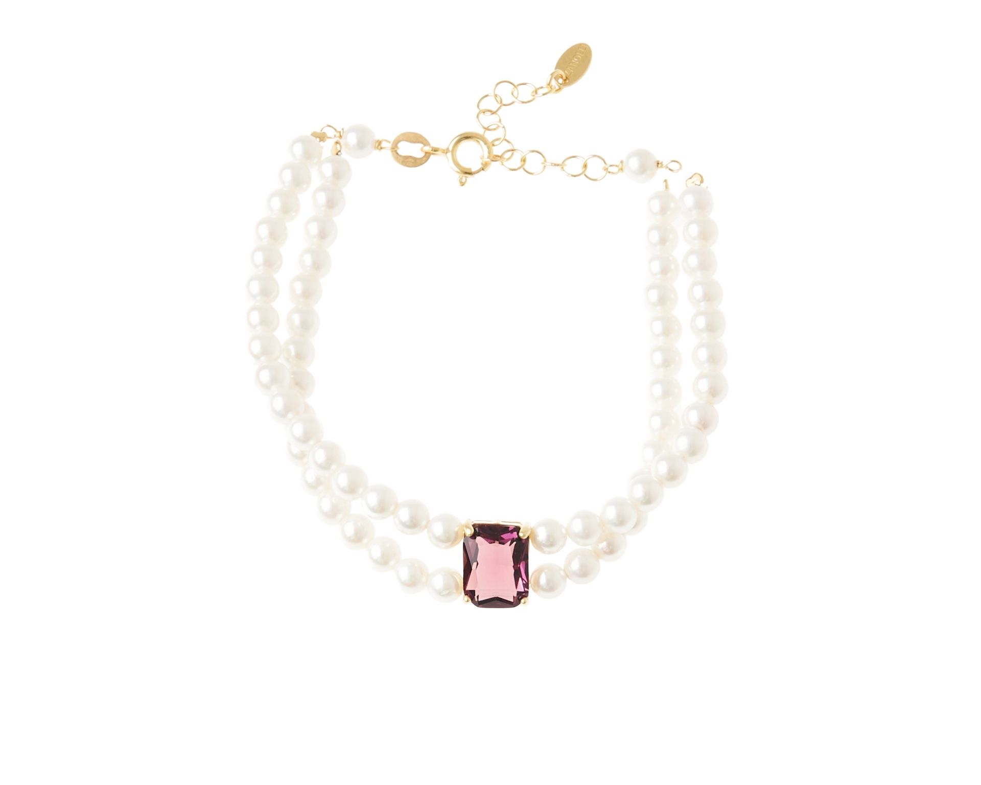 Bracelet Silver With River Pearls And Burgundy Crystal Selezione Zanolli 185331 726br2762