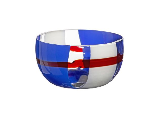 Bowl mignon murano glass lapis, red and milk white