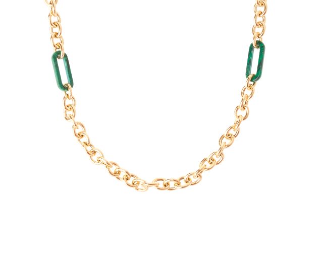 Necklace silver with malachite