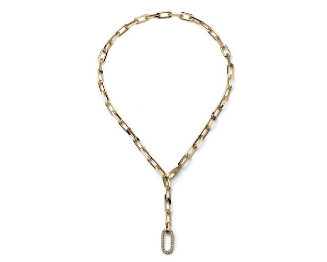 Collana classica in bronzo dorato con zirconi