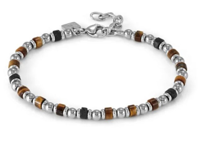 Bracelet instinctstyle sea steel malachite and lava stone