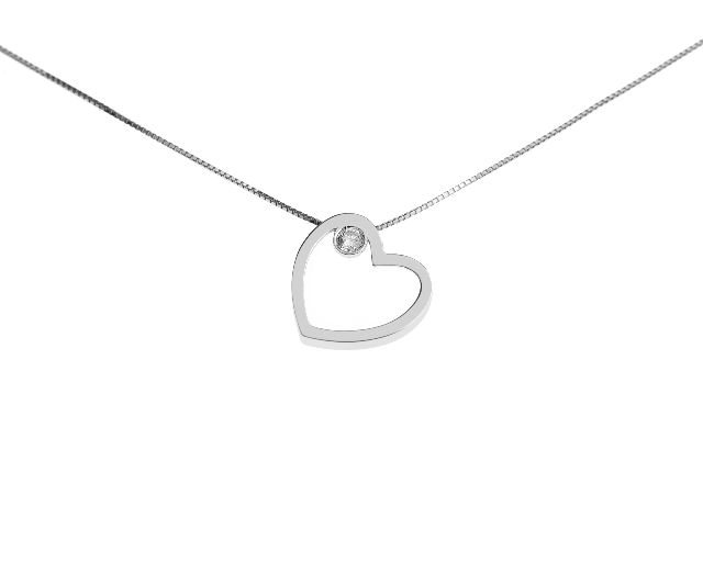 Collana oro 750‰ con cuore e diamante