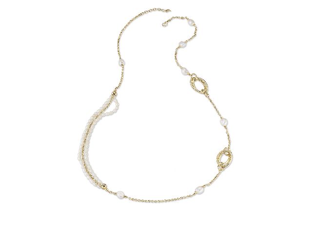 Collana ottone finitura oro con perle di fiume