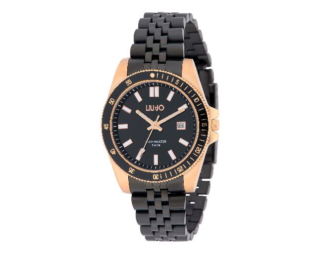 Orologio uomo company acciaio quadrante nero/rosa e cinturino nero