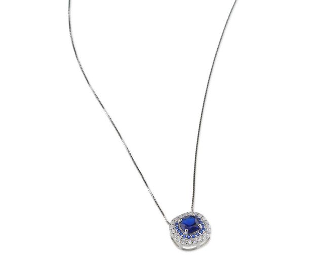 Necklace luce silver with cubic zirconia and sapphire zircon