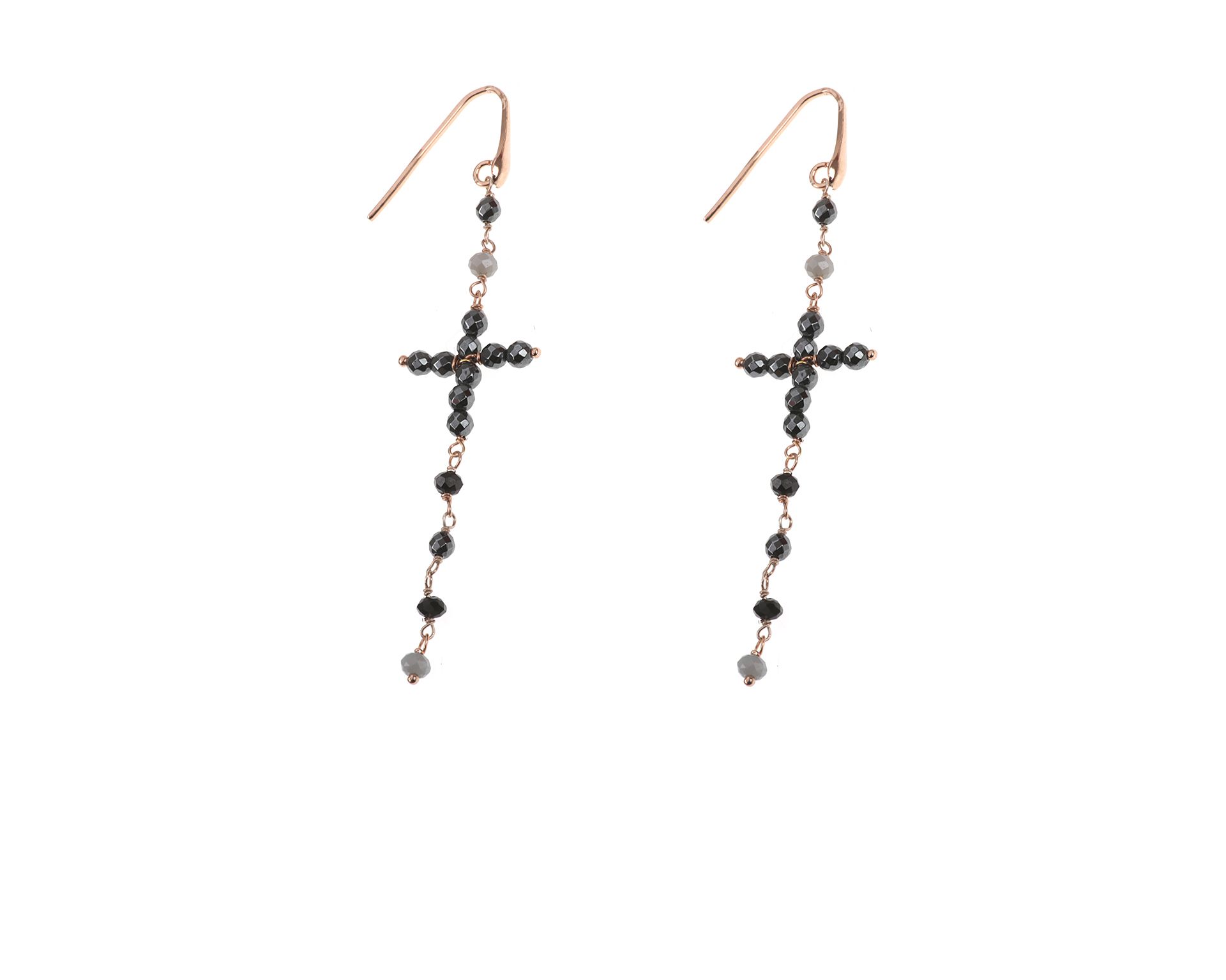 Earrings Silver With Hematite Cross And Grey Crystals Selezione Zanolli 154640 726or05731