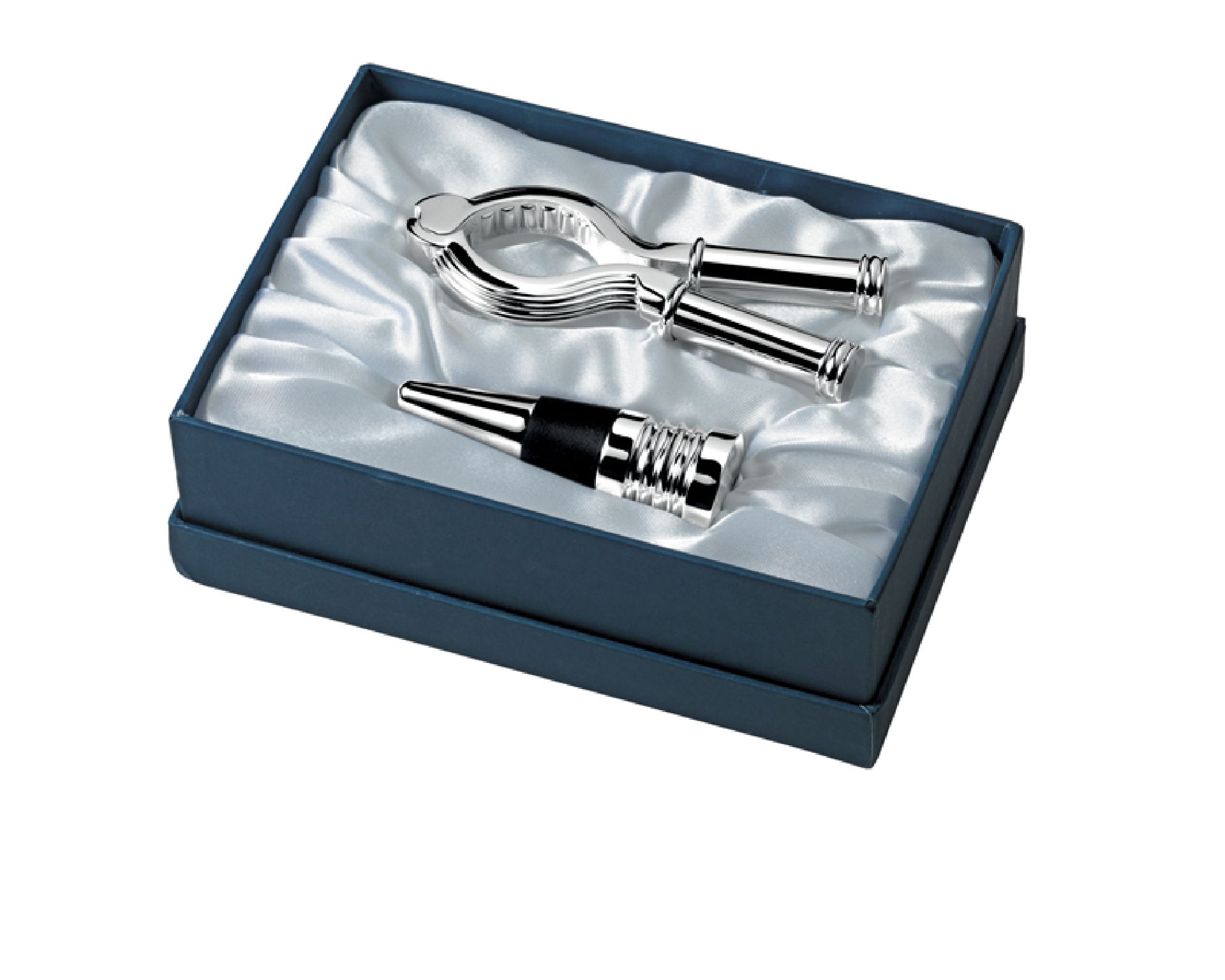 Stopper And Corkscrew Set Silver Plated Selezione Zanolli 32046 628set17lb