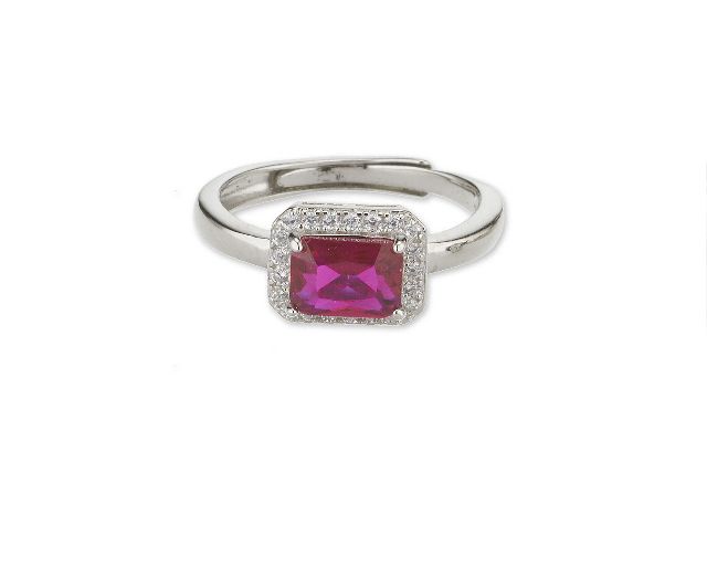 Anello luce argento con cubic zirconia e zircone rubino
