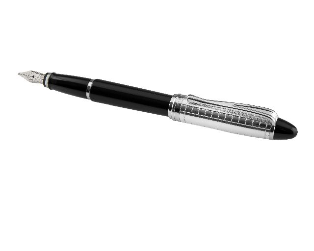 Penna stilografica ipsilon quadra argento nera