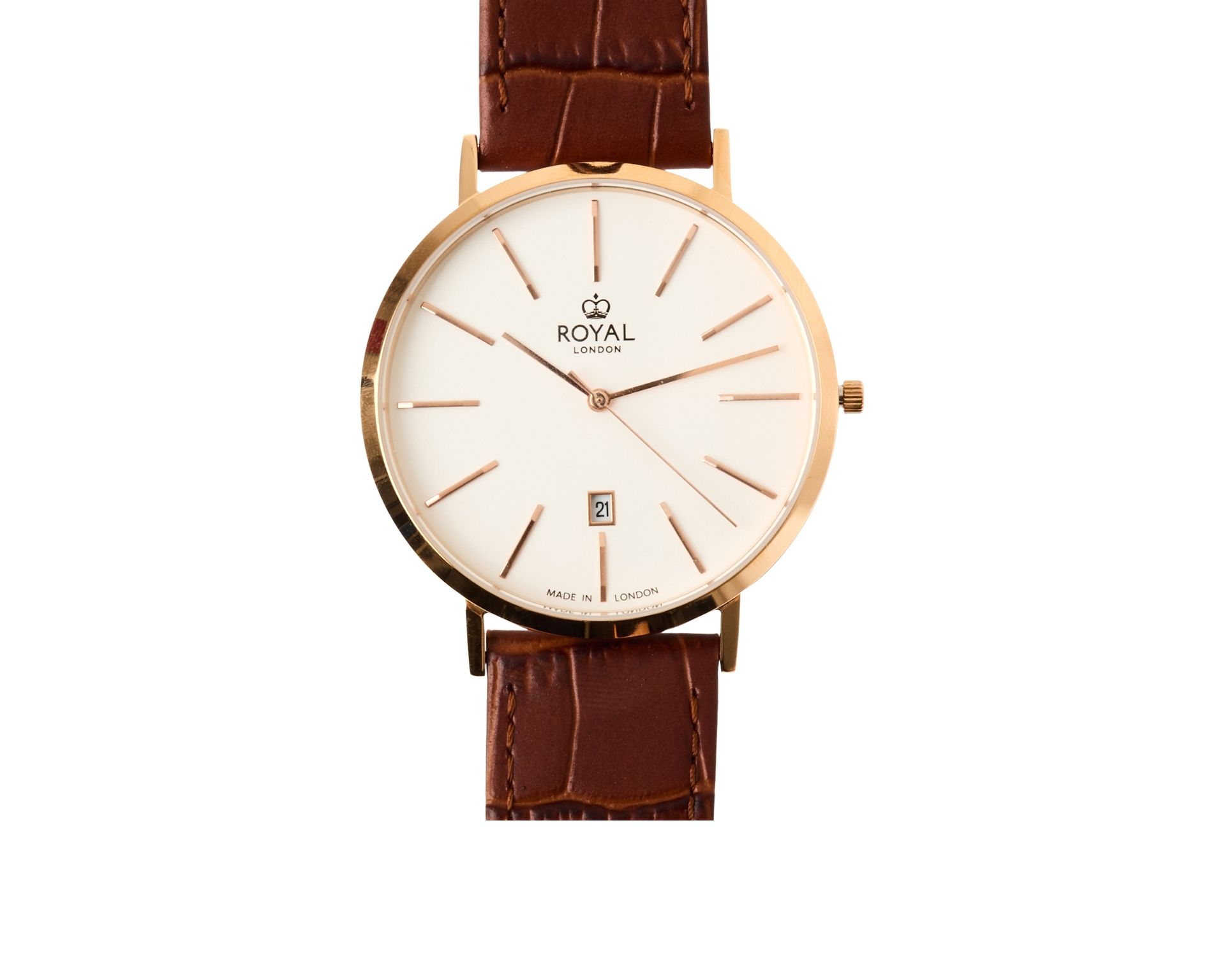 Orologio Da Polso Uomo Acciaio Con Quadrante Bianco E Cinturino In Pelle Royal London 188665 888rl4142003