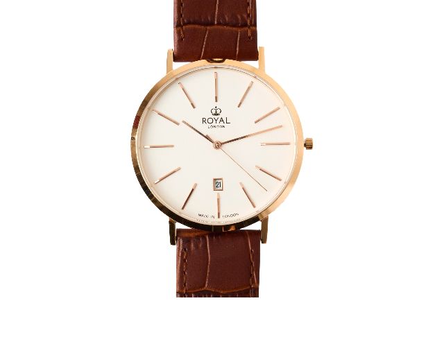 Orologio da polso uomo acciaio con quadrante bianco e cinturino in pelle