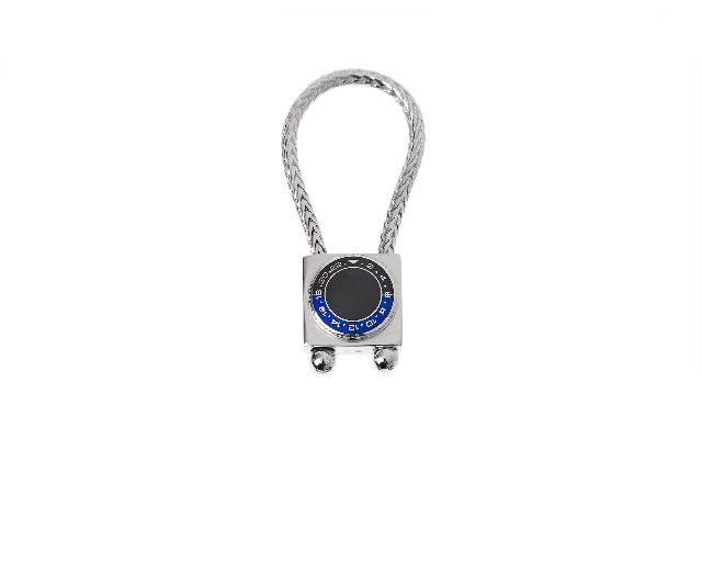 Portachiavi argento con ghiera blu e nera
