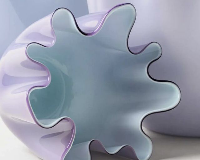 Vaso Fazzoletto Vetro Di Murano Bicolore Lilla Interno Verde Menta Venini 190287 93170000lllavt