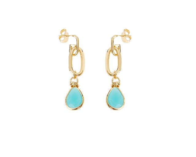 Orecchini in bronzo dorato con cristallo turchese
