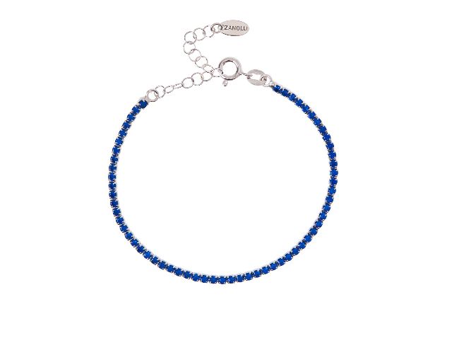 Bracciale tennis argento con zirconi blu