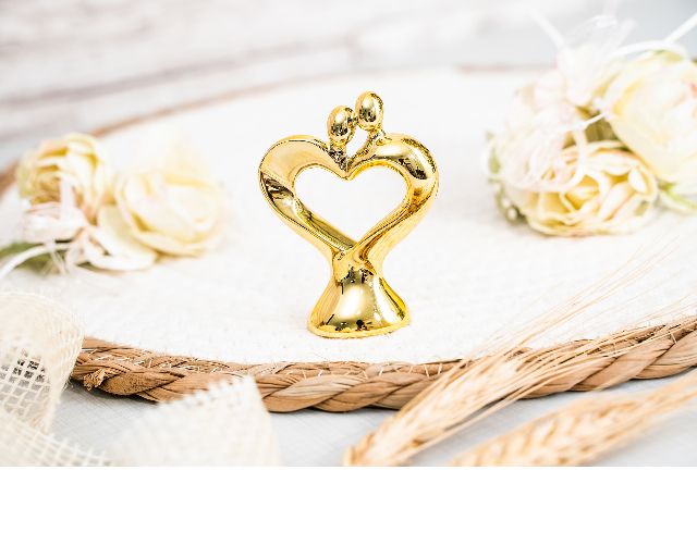 Statuina Coppia Cuore Piccolo Dorato Con Sacchetto Portaconfetti Selezione Zanolli 171178 941ma1646morohx