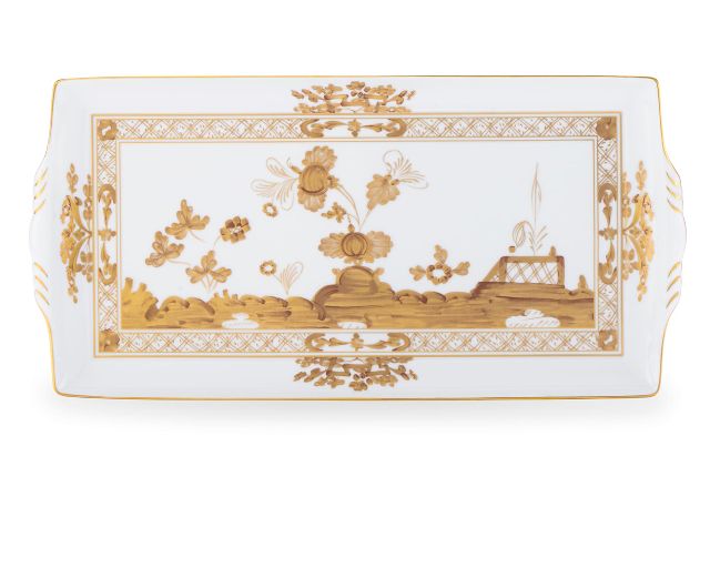 Vassoio rettangolare oriente italiano aurum porcellana
