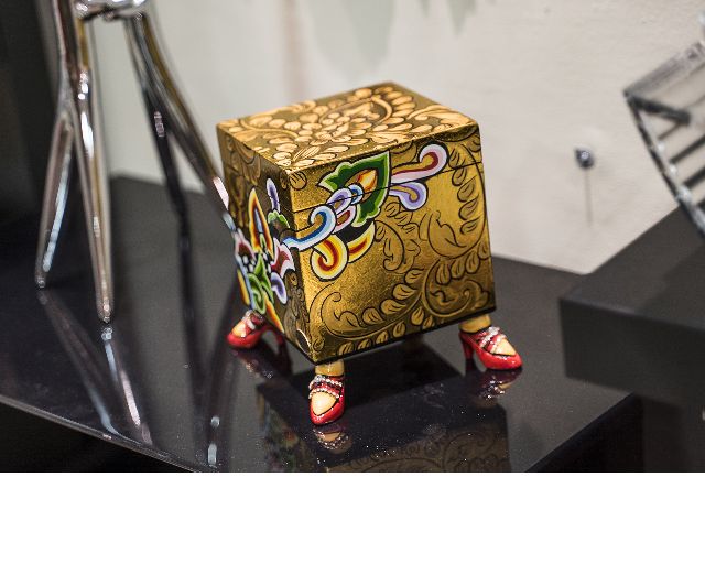 Box square gold dipinto a mano