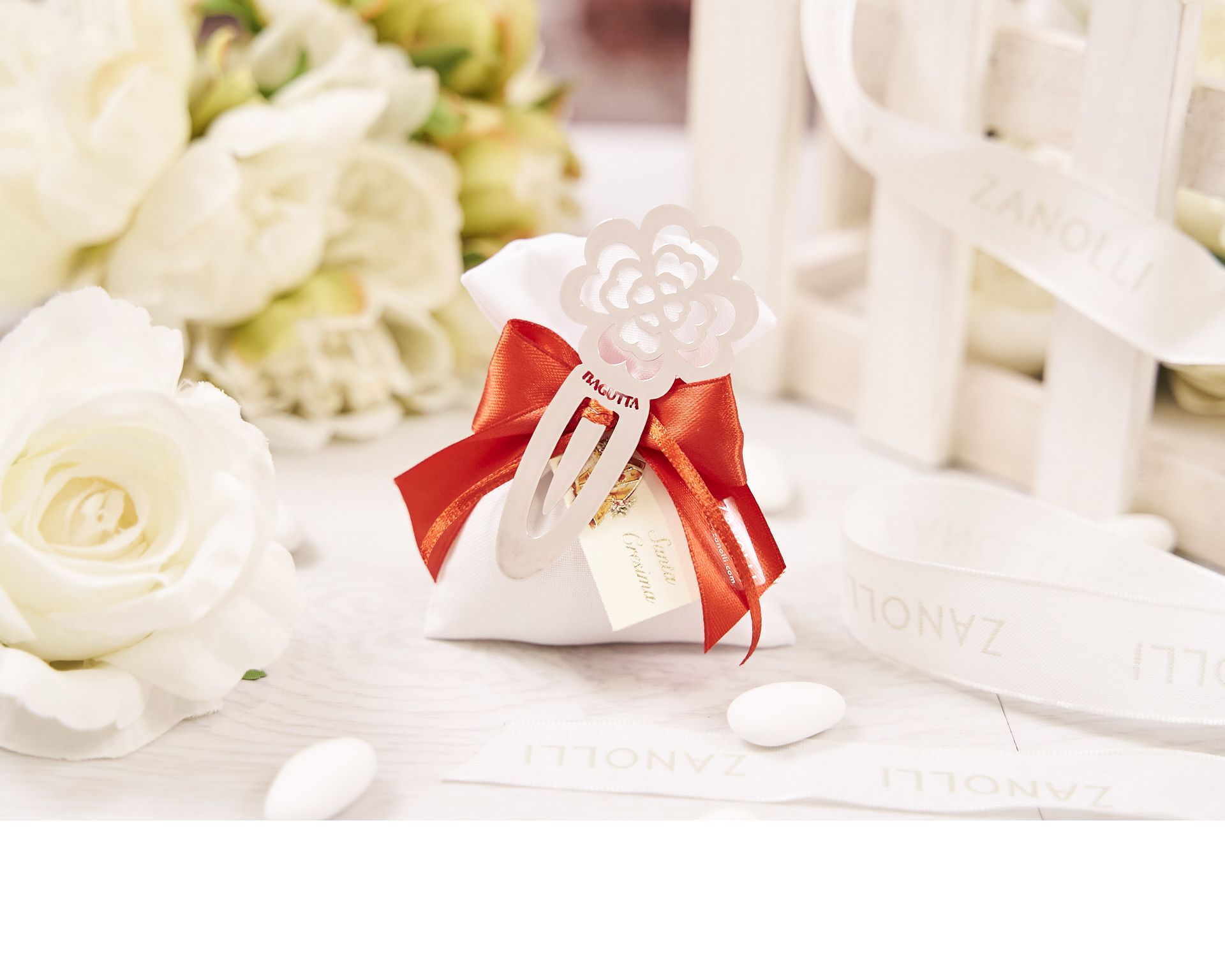 Bookmark Flower Silver Plated With Sugared Almonds Selezione Zanolli 166497 592208309hx