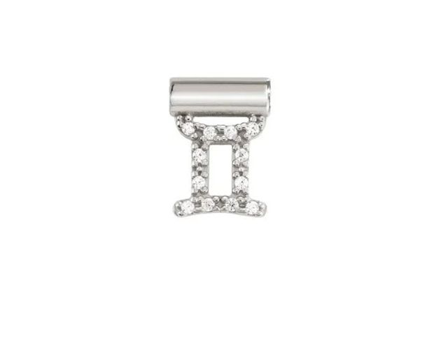 Ciondolo seimia argento segno zodiacale gemelli con zirconi