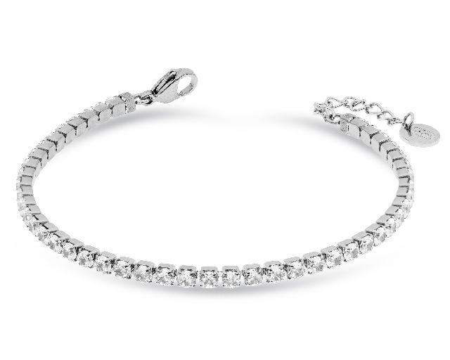 Bracciale tennis acciaio e zirconi bianchi