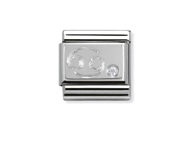 Cancro composable acciaio argento 925 e zirconi