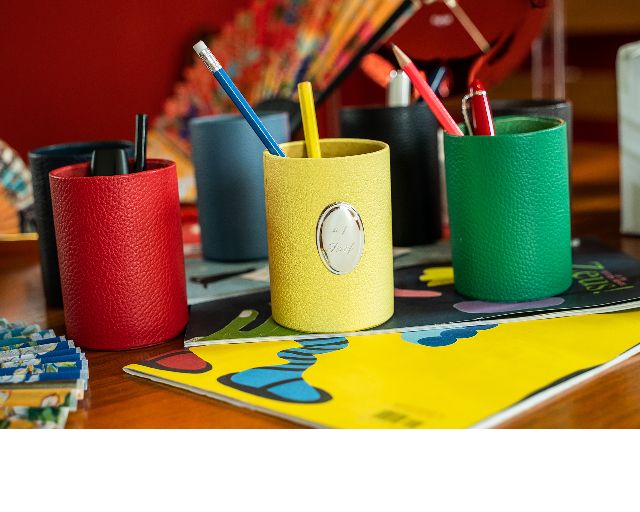 Penholder Table Leather Yellow Selezione Zanolli 166653 9382204ylw