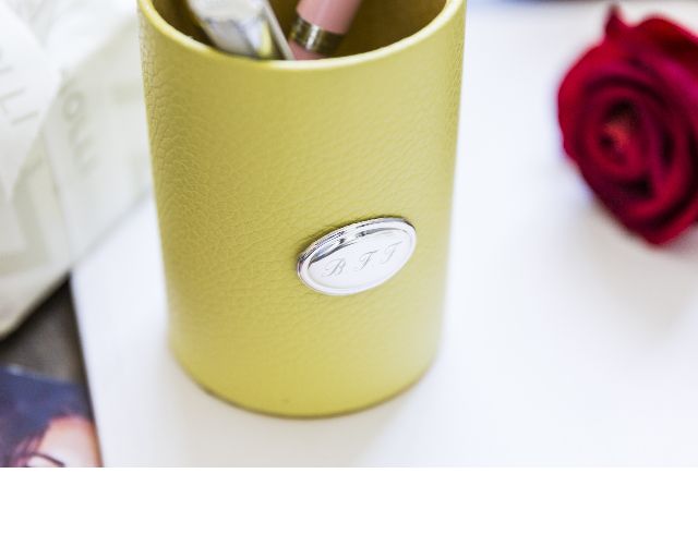 Penholder Table Leather Yellow Selezione Zanolli 166653 9382204ylw