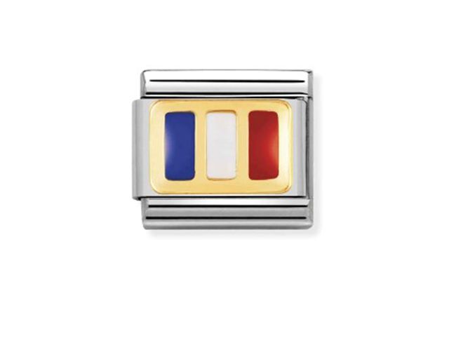 Bandiera francese composable acciaio oro e smalto