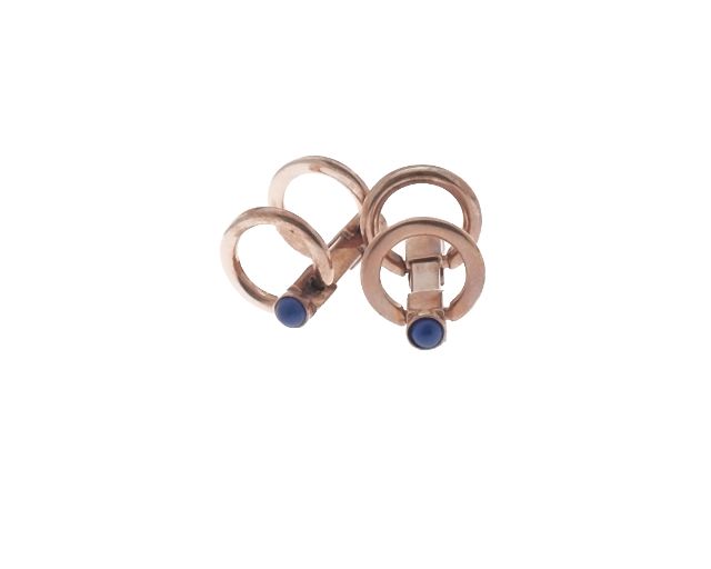 Gemelli argento rosè con pietre blu