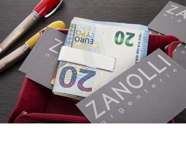 Fermasoldi Argento Con Fascia Obliqua Satinata Selezione Zanolli 129089 2v515fs