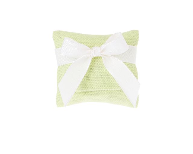 Favor sugared almonds green panama with ivory striped bow