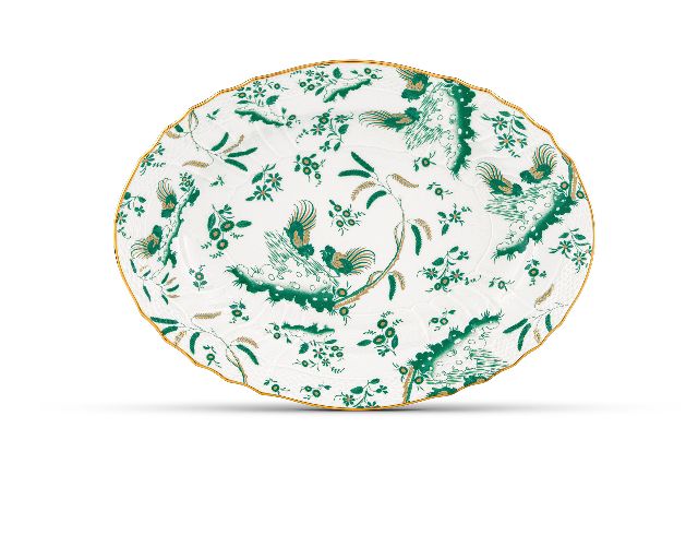 Oval tray oro di doccia porcelain giada