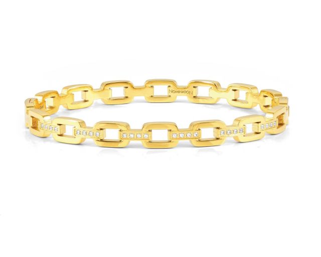 Bracelet pretty bangles steel golden chain with zircons