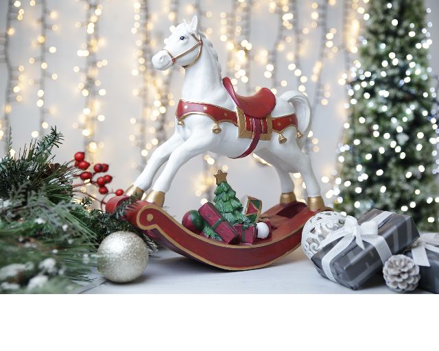 Rocking horse winter collage