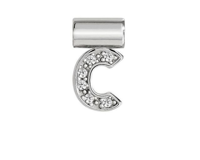 Ciondolo seimia argento lettera c con zirconi