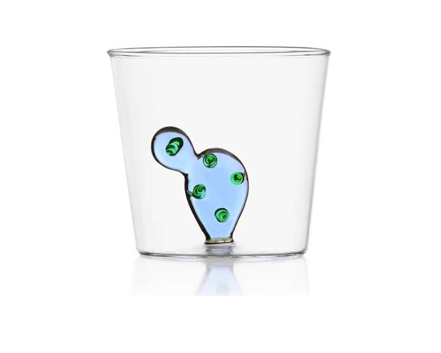 Bicchiere tumbler desert plants cactus blu