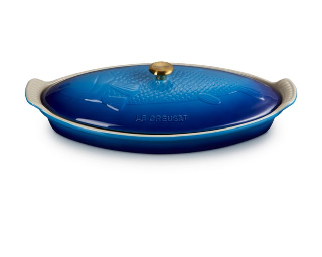 Fish bowl tradition stoneware azure blue