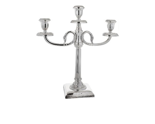 Candelabro impero argento a tre fiamme