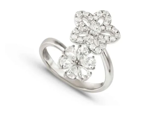 Ring sweet madame silver white flower