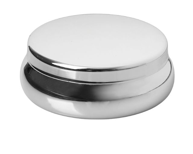 Round pill box trilaminated silver