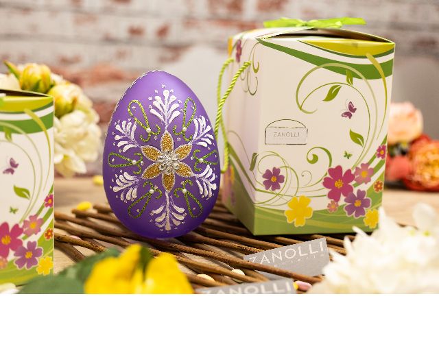 Idea regalo pasqua uovo luminoso decorato viola con luce led