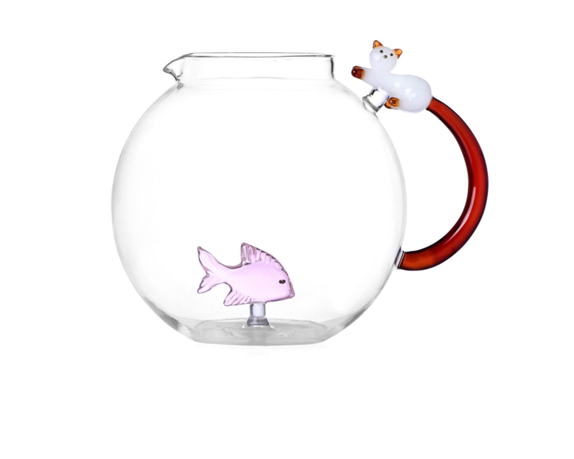 Pitcher Tabby Cat Pink Fish And White Cat Ichendorf