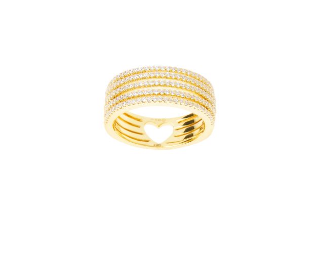 Anello lovelight argento dorato con cubic zirconia bianchi