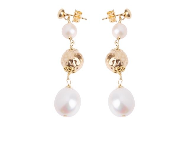 Earrings silver golden with pearls