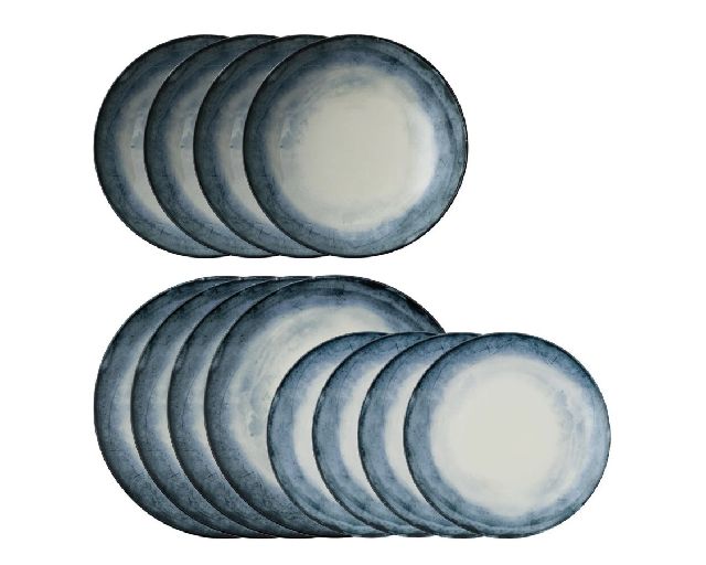 Plate service shade sea porcelain 12 pieces