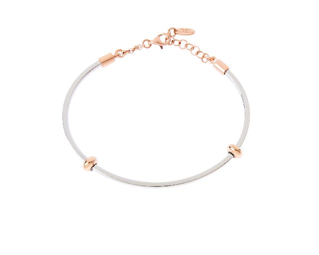 Bracciale rigido dancing names argento con elementi in oro rosè