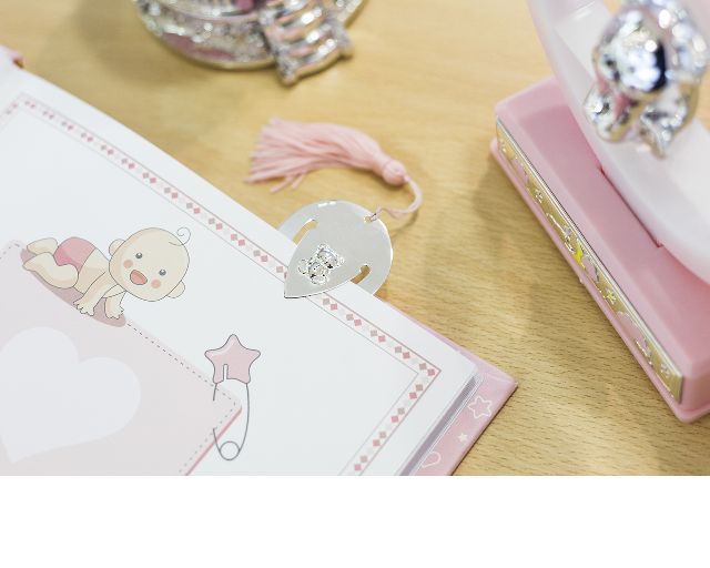Bookmark Silver With Teddy Bear Pink Tassel And Sugared Almonds Selezione Zanolli 170703 5430370rahx