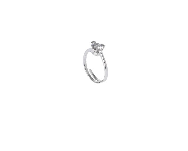 Solitaire ring silver with white zircon